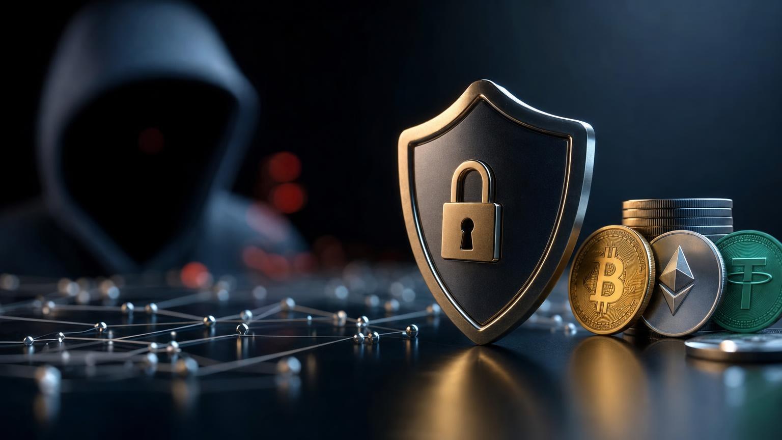 A crypto user verifies an exchange address, blockchain network and transaction details while rejecting a fake support message